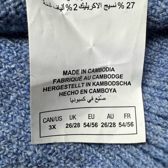 Addition Elle Blue Cropped 3/4 Sleeve Crew Neck Sweater Size 3x - Picture 14 of 14